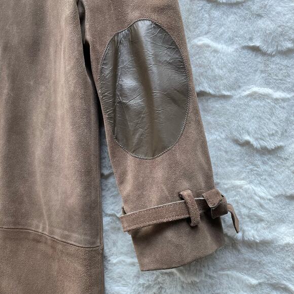 🔥Vintage ILGWU USA Made Brown Suede Leather Distressed Duster Jacket Coat XS-S - Picture 11 of 15